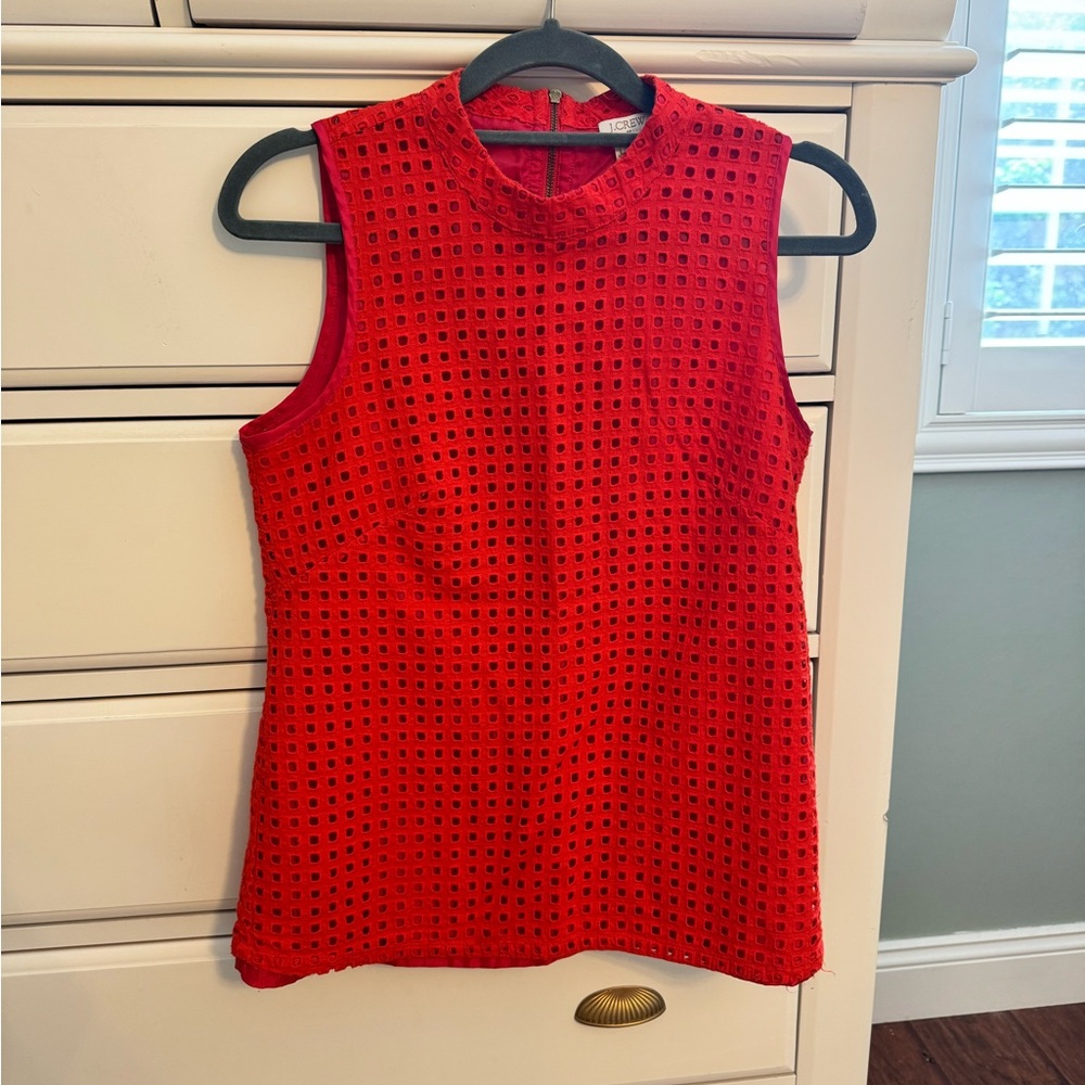 J crew woven burnt orange top